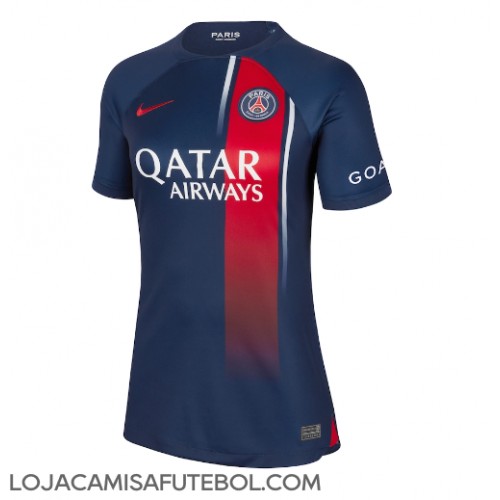 Camisa de Futebol Paris Saint-Germain Equipamento Principal Mulheres 2023-24 Manga Curta